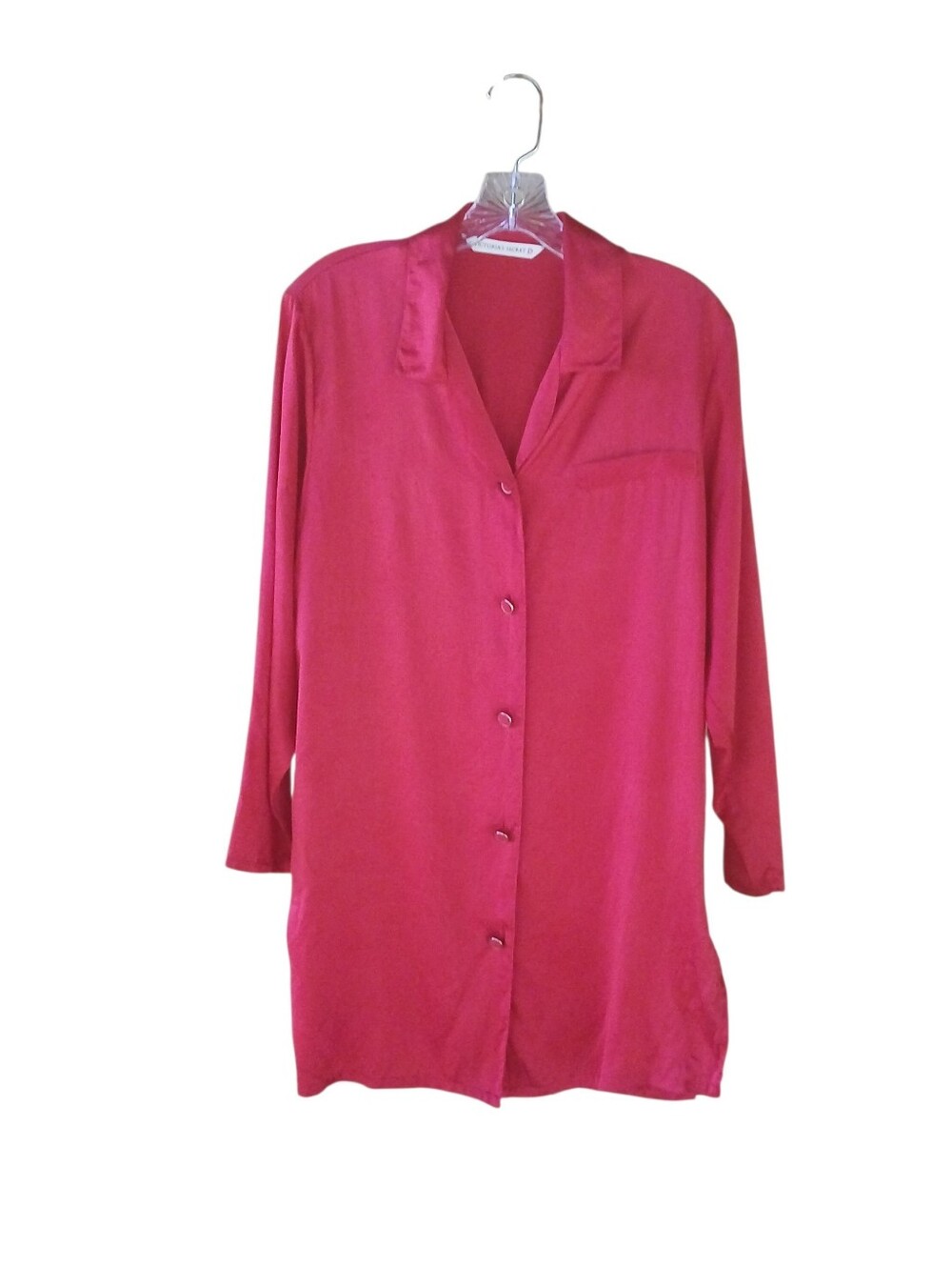 Victoria's Secret Vintage Pink Long Sleeved Washable Silk Night Shirt Small